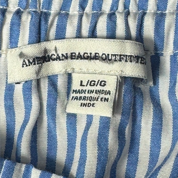 American Eagle Women's Striped  Off The Shoulder Blouse Seersucker  Size Large - Picture 8 of 13